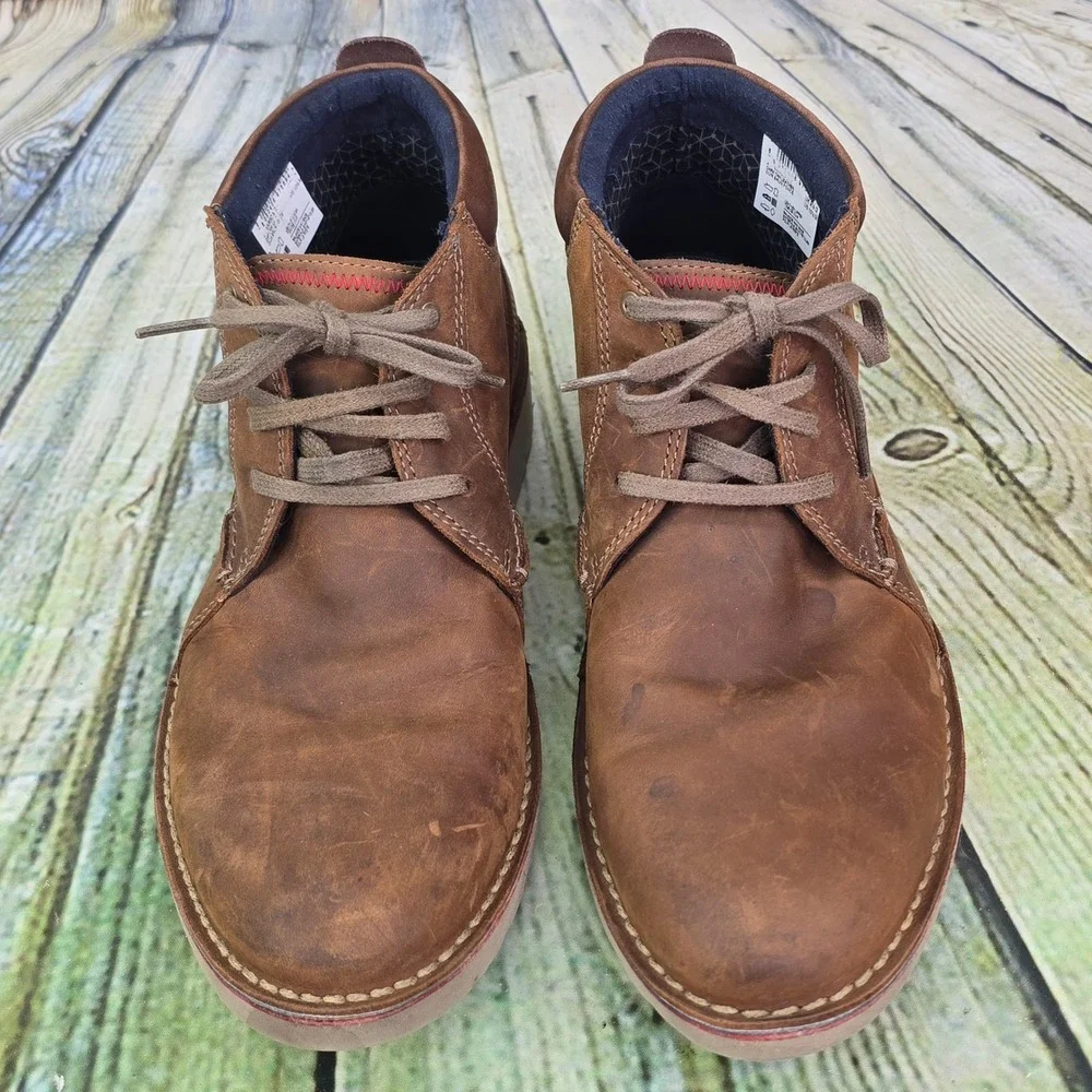 Clarks Vargo Mid Chukka Boots Mens 10.5 Brown Leather Lace Up Casual Comfort